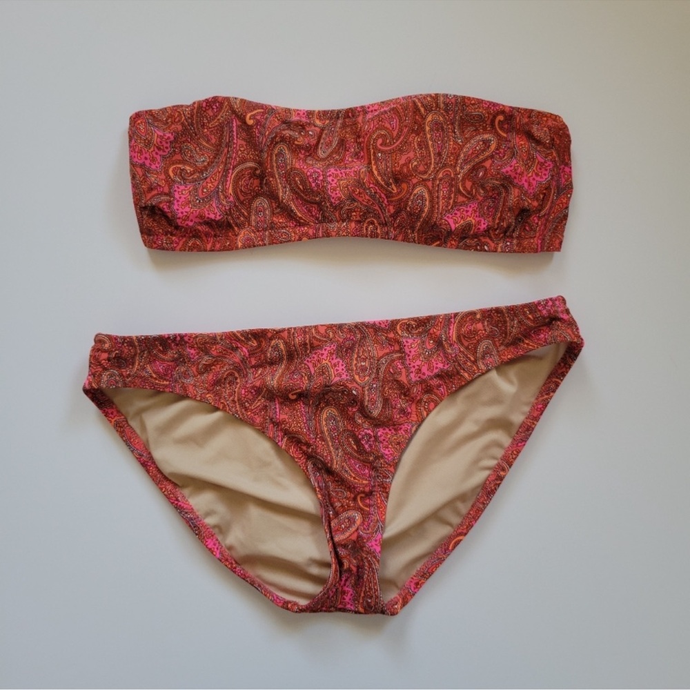 J. Crew Boho Orange Paisley Bikini, Size M